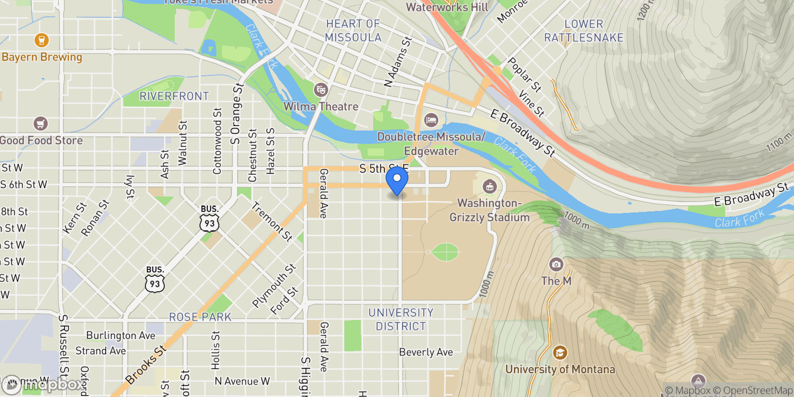 Map showing 542 Eddy Avenue, Missoula, Montana, United States.