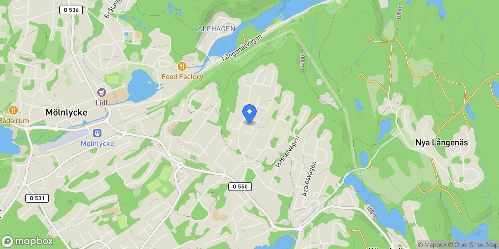 Map showing Nysätervägen 6, Mölnlycke, O, Mölnlycke, Västra Götaland County, Sweden.