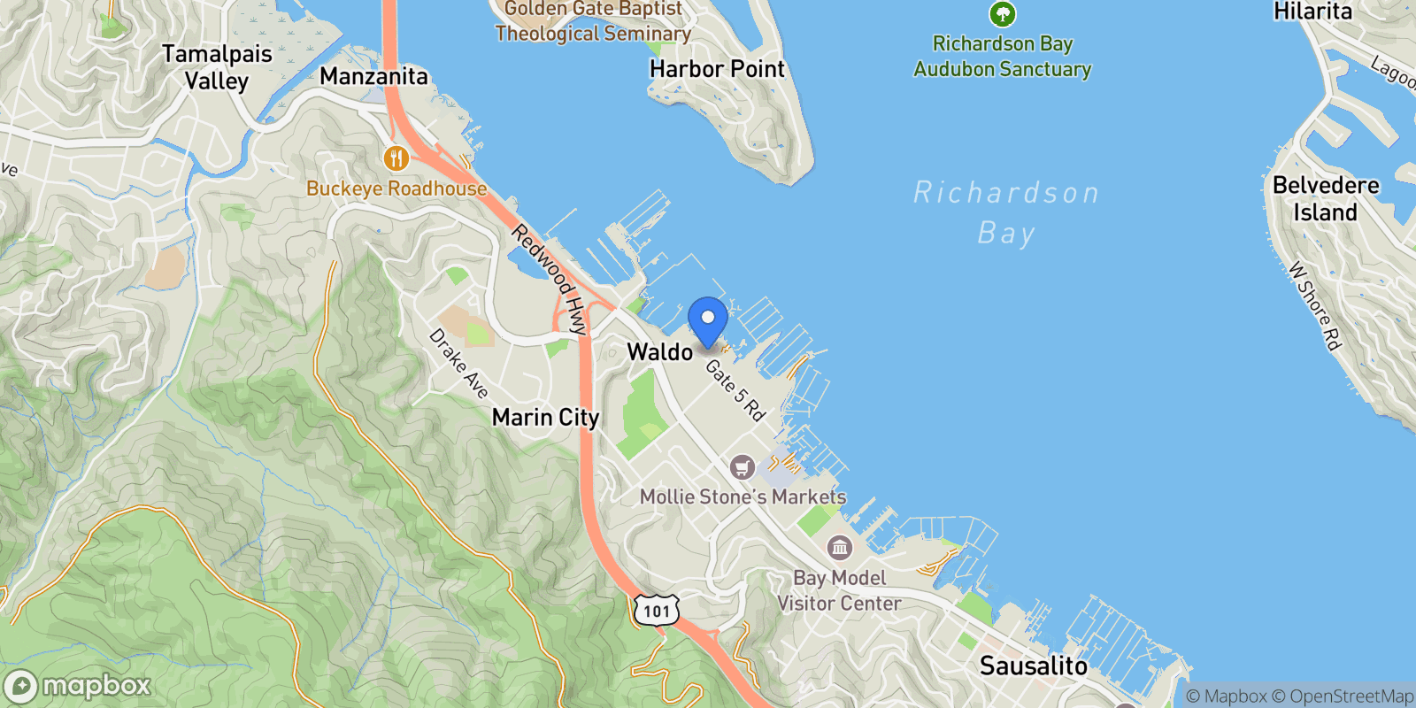 Map showing 40 Varda Landing Road, Sausalito, California, United States.