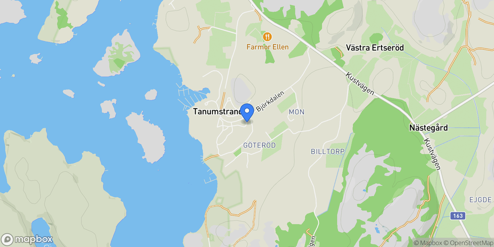 Map showing Odestigen 4, Hönö, O 47542, Grebbestad, Västra Götaland County, Sweden.