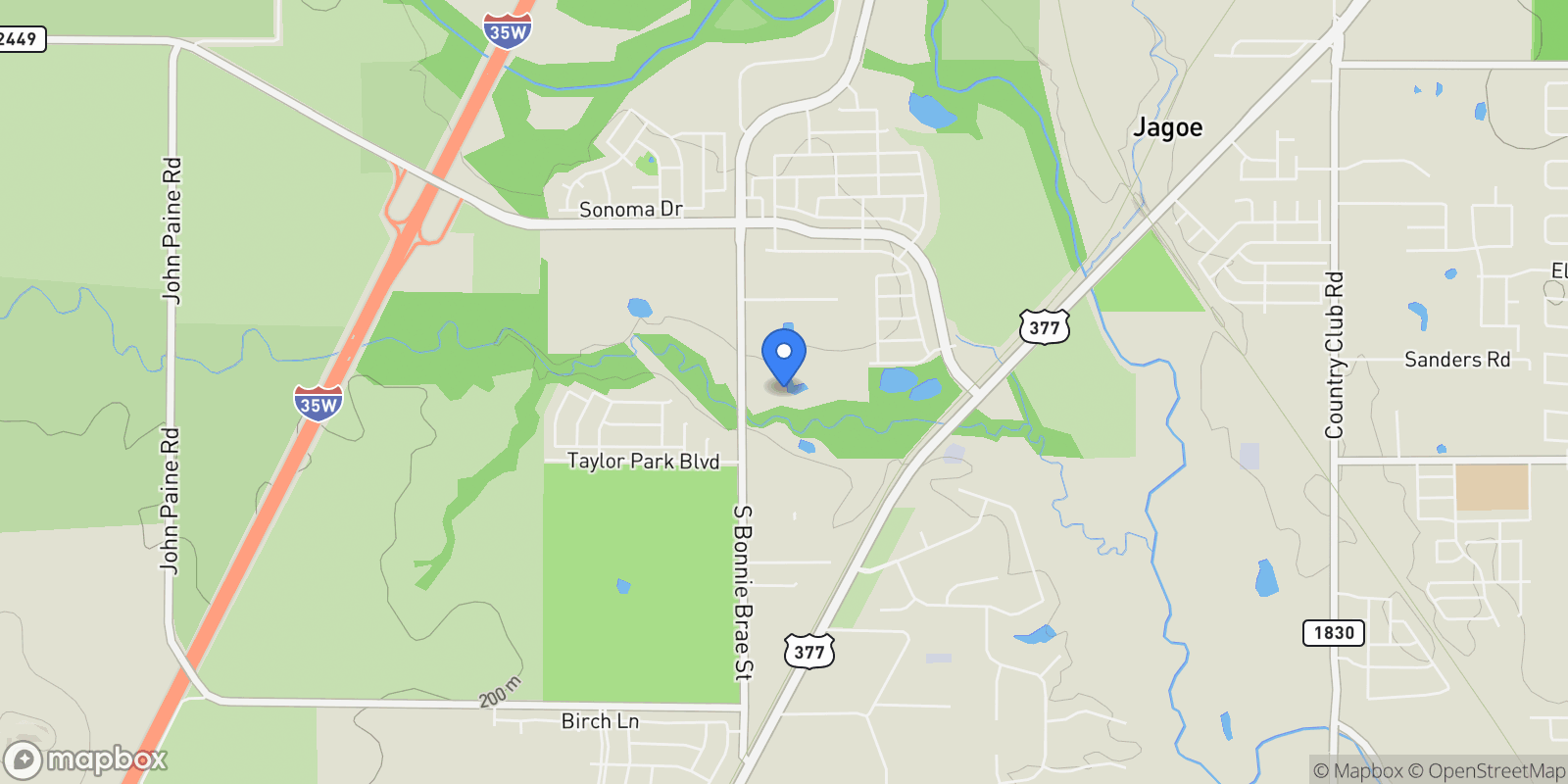 Map showing 4045 Bonnie Brae Street , Argyle, TX 76226, Lantana, Texas, United States.