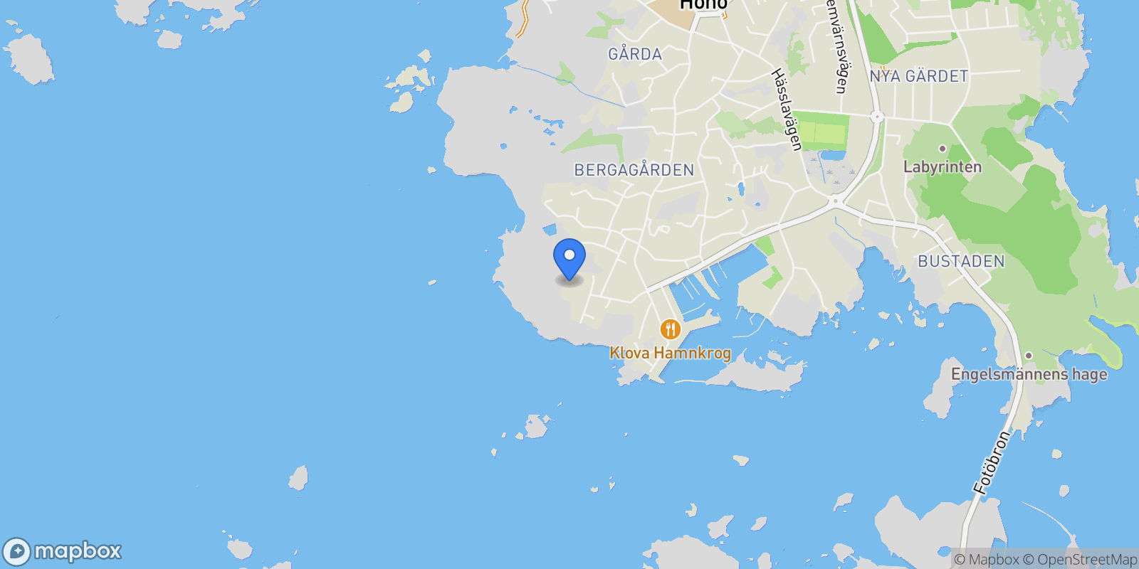Map showing Solhemsvägen 19, Hönö, O 47542, Hönö, Västra Götaland County, Sweden.