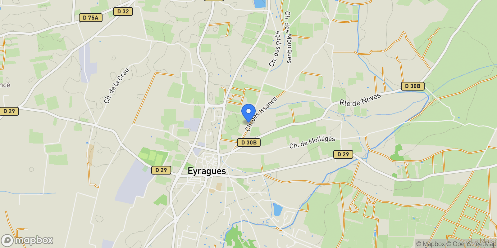 Map showing Eyragues, Eyragues, Eyragues, Provence-Alpes-Côte d'Azur, France.