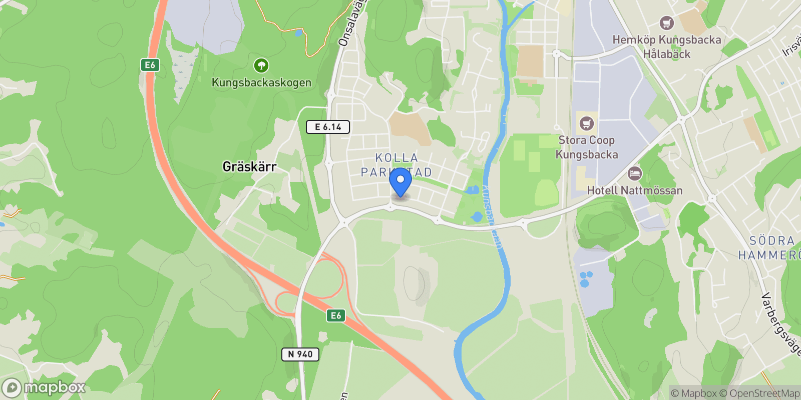 Map showing Bossöviksvägen 45, Kungsbacka, O, Kungsbacka, Halland County, Sweden.