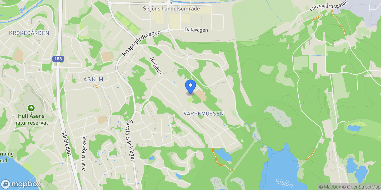 Map showing Tåledsvägen 6, Askim, O 43639, Gothenburg, Västra Götaland County, Sweden.