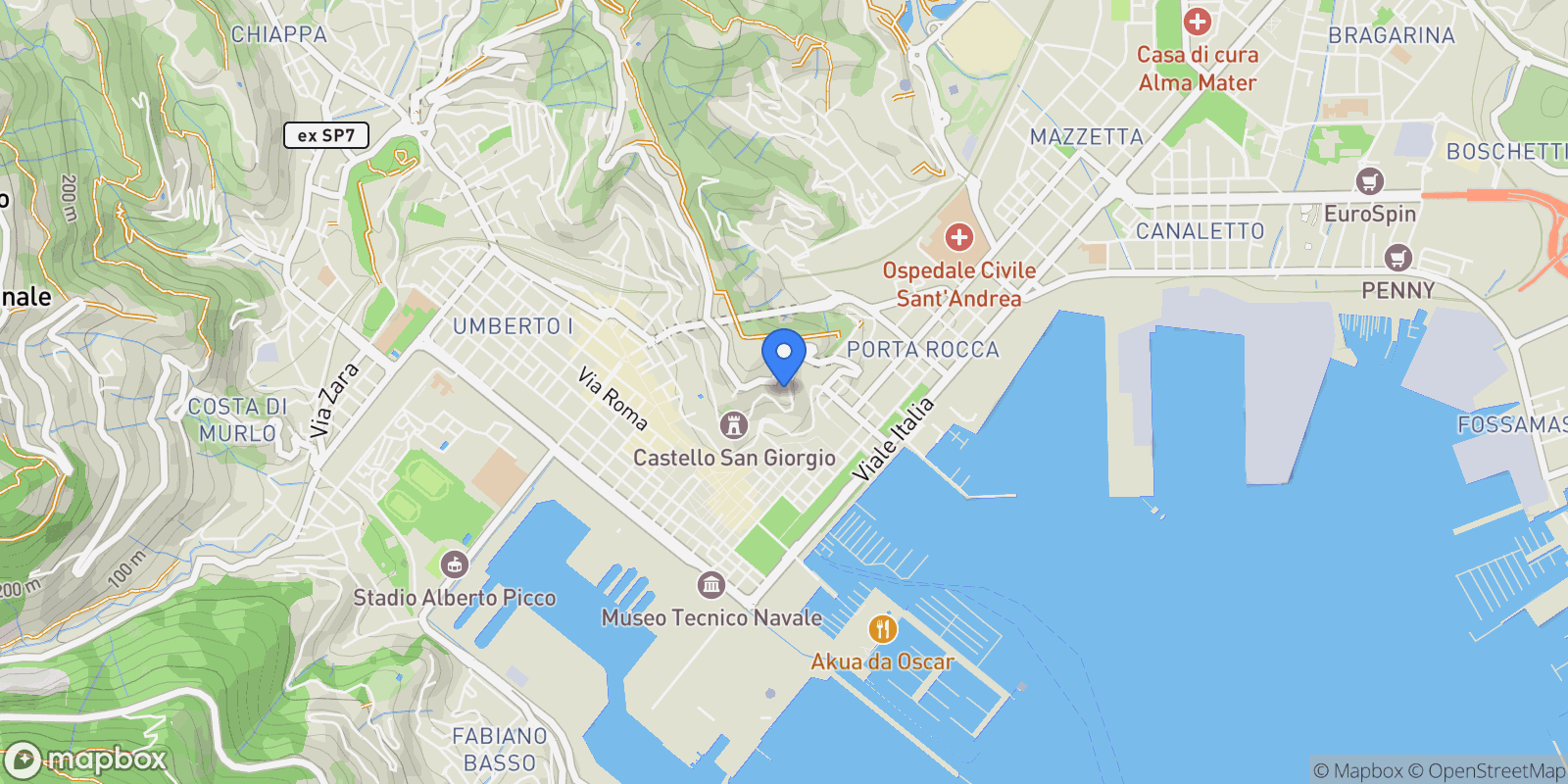 Map showing La Spezia, Liguria, Italy.