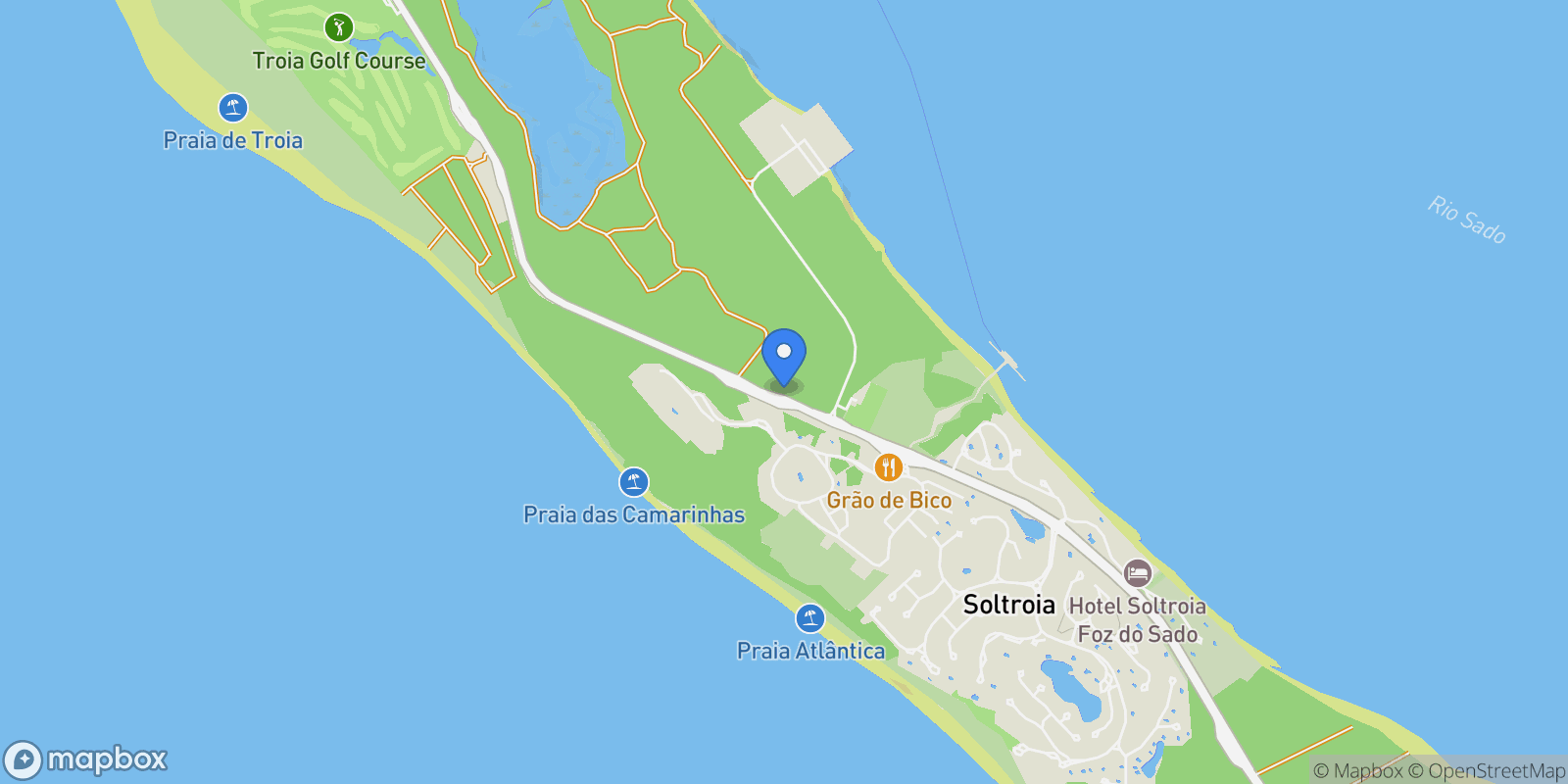 Map showing Tróia Peninsula, 7570, Portugal, Carvalhal, Setubal, Portugal.