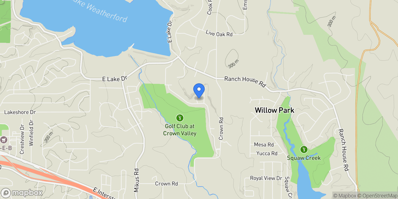Map showing 1208 Valley Ridge Drive , Weatherford, TX 76087, Weatherford, Texas, United States.
