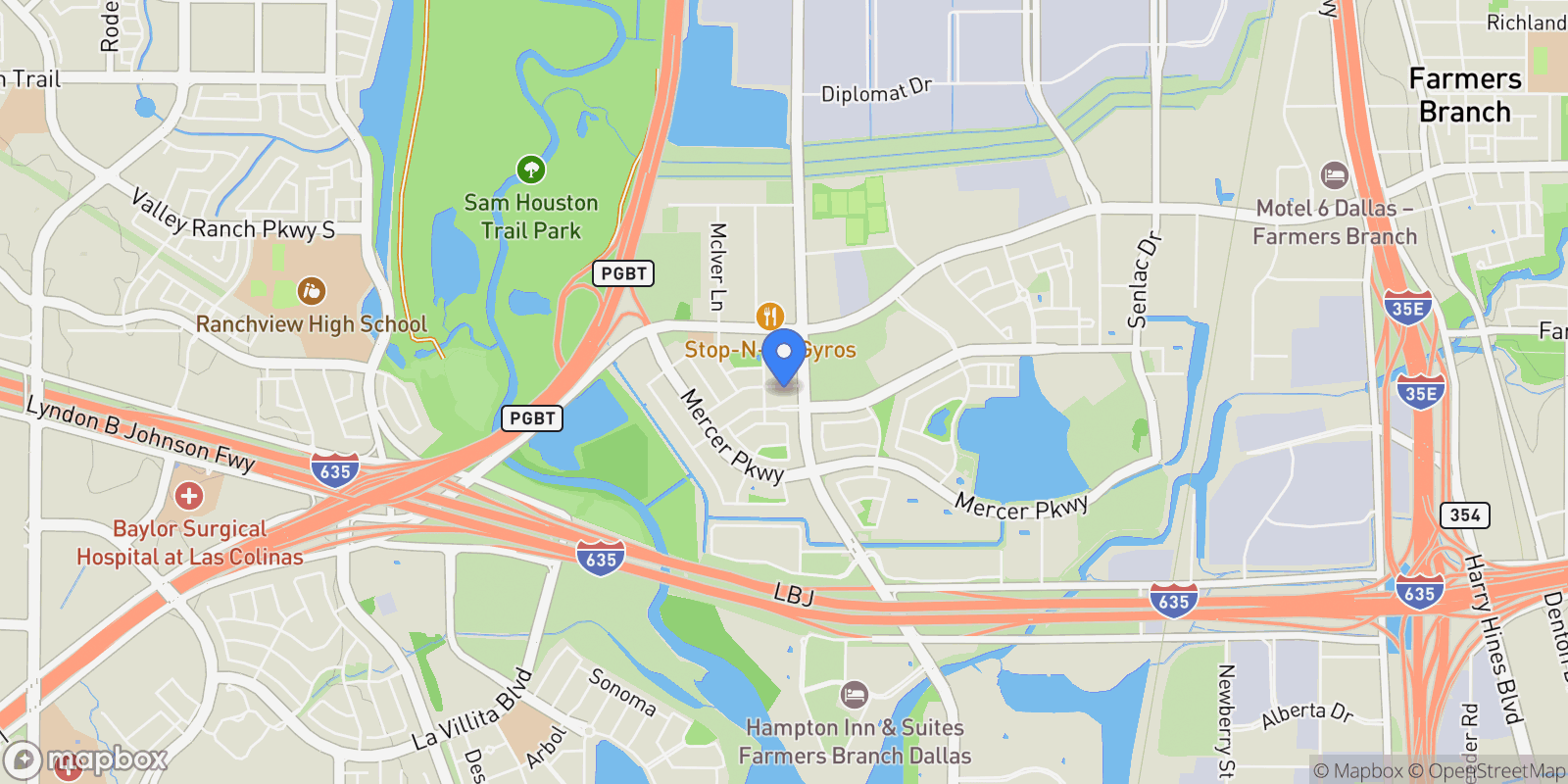 Map showing 1560 Windermere Way , Farmers Branch, TX 75234, Farmers Branch, Texas, United States.