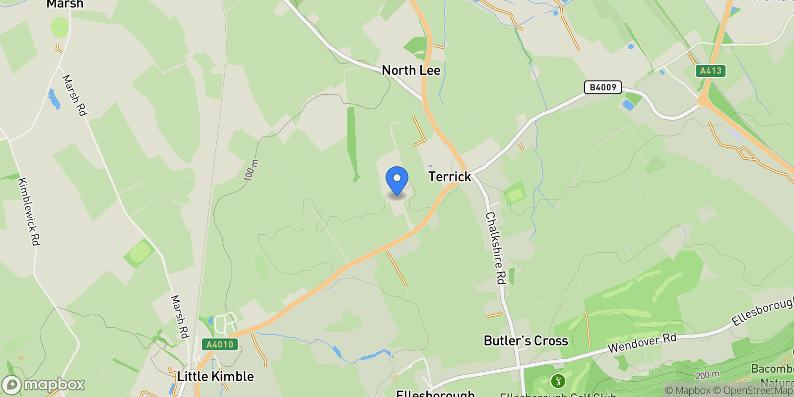 Map showing Risborough Road, Terrick, Buckinghamshire, Terrick, England, United Kingdom.