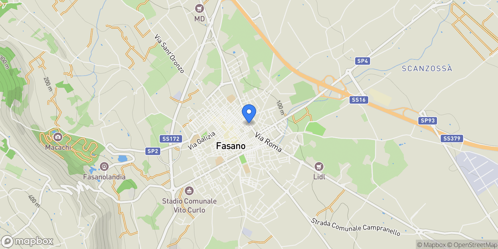Map showing 72015 Fasano, BR, Italy, Fasano, Apulia, Italy.