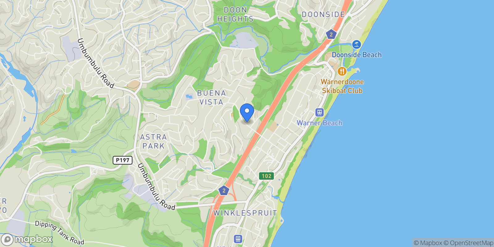Map showing Kingsburgh, KwaZulu-Natal, South Africa.