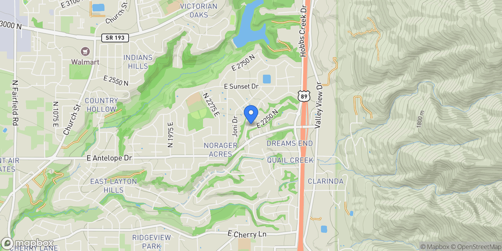 Map showing 2563 E 2250 N, Layton, Utah, United States.