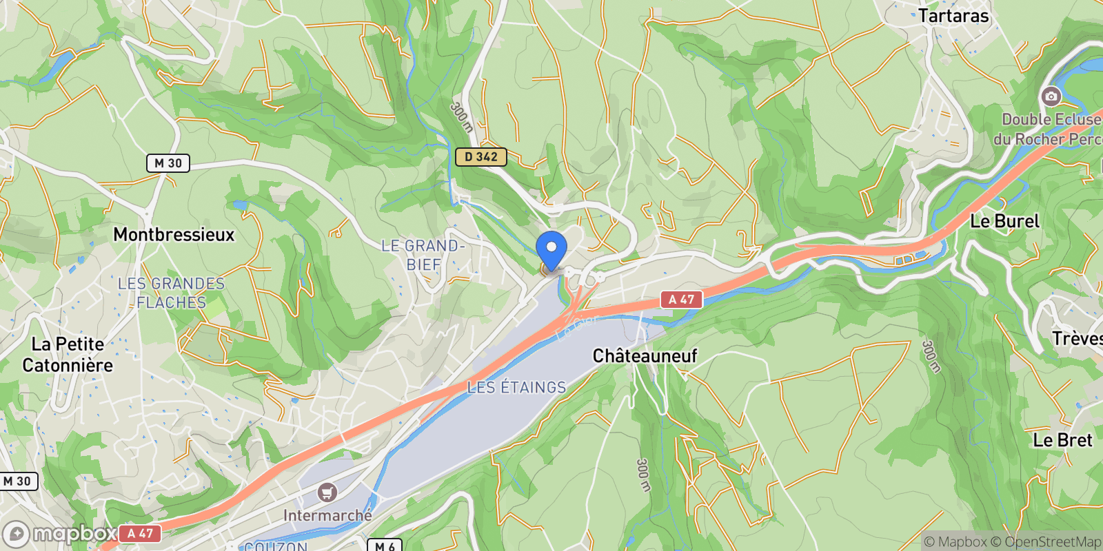 Map showing Rive-de-Gier, Rive-de-Gier, Rive-de-Gier, Auvergne-Rhône-Alpes, France.