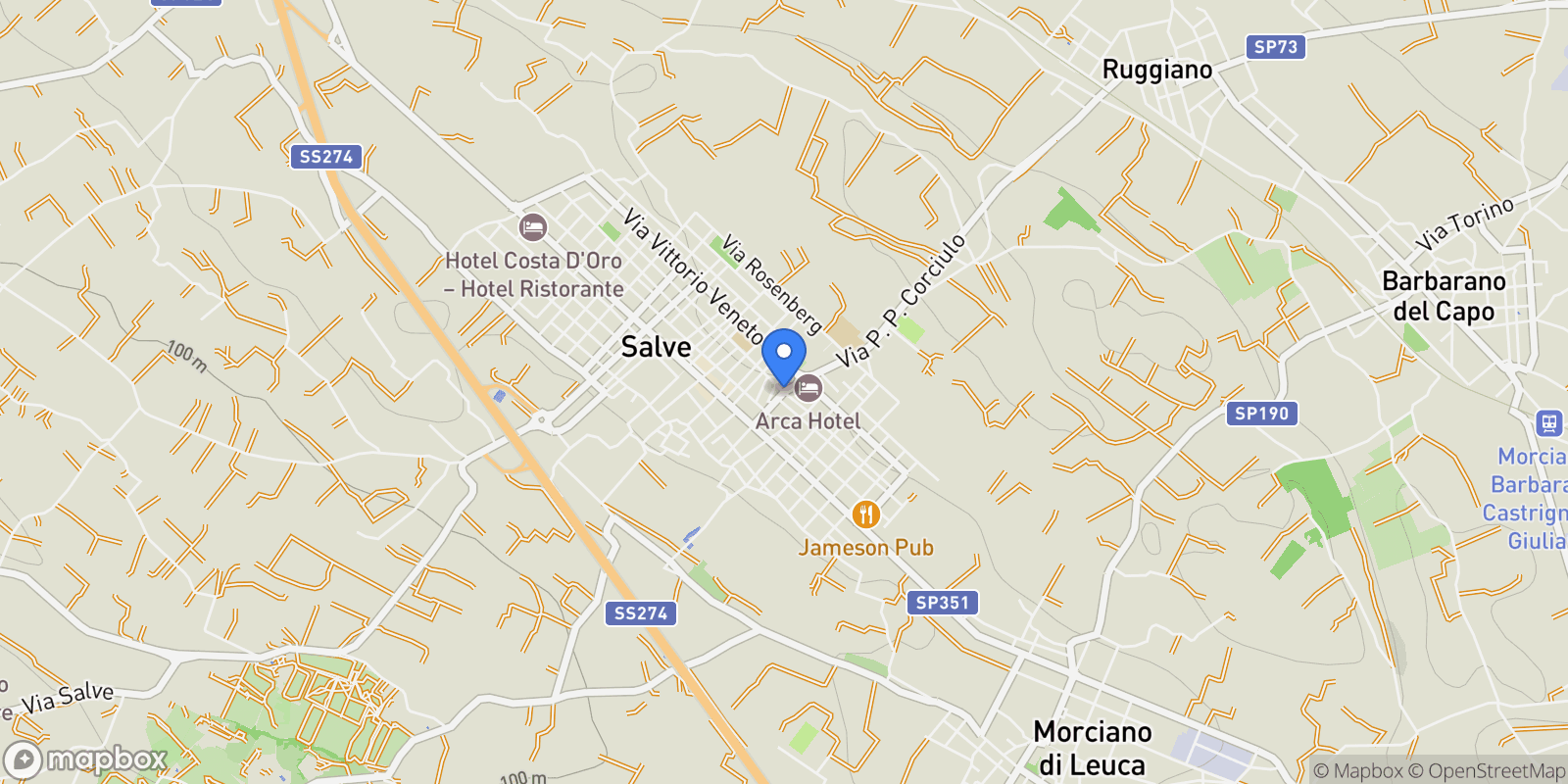 Map showing 73050 Salve, Province of Lecce, Italy, Salve, Apulia, Italy.