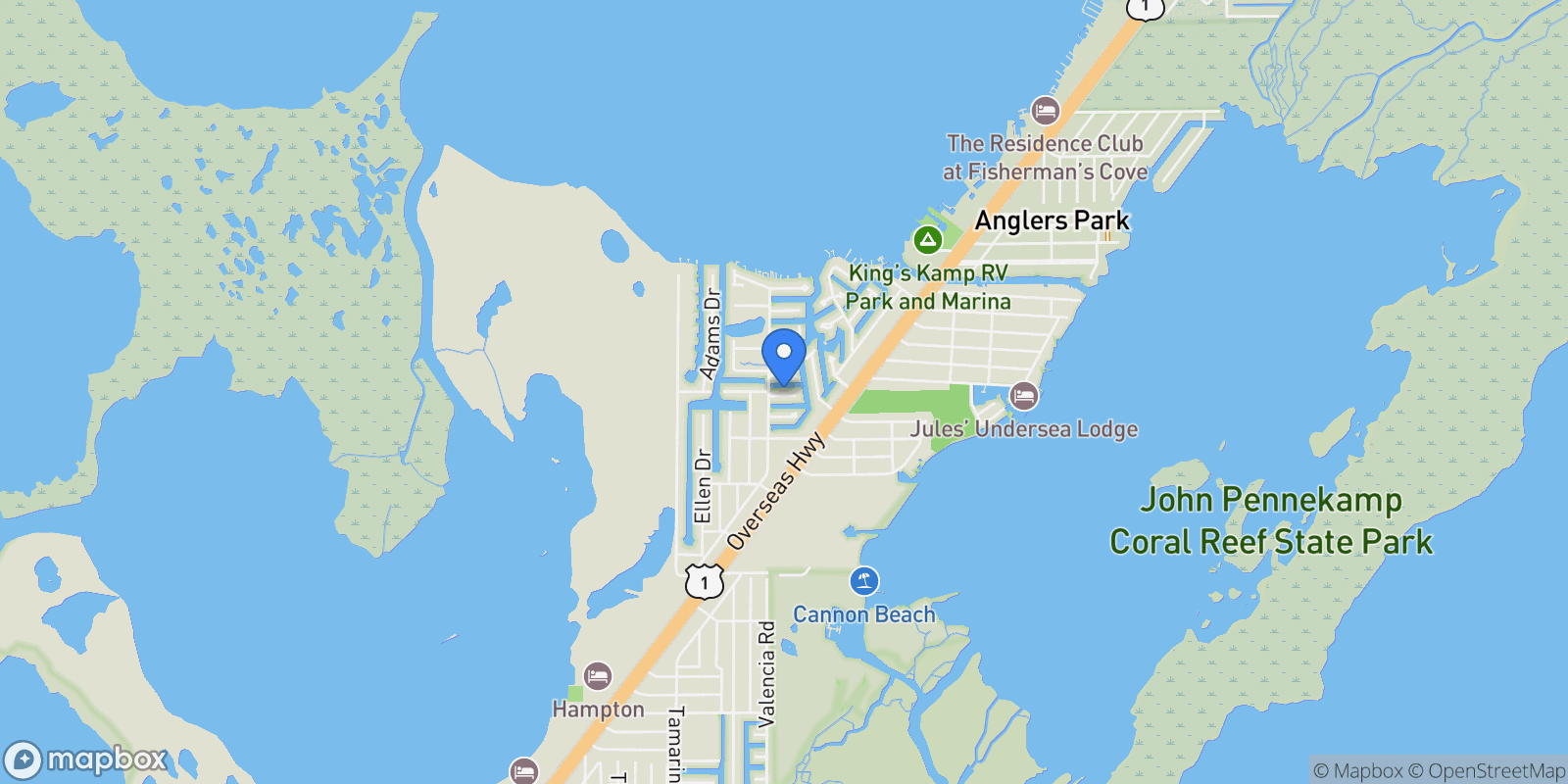 Map showing 311 Belmont Ln, Key Largo, Florida, United States.