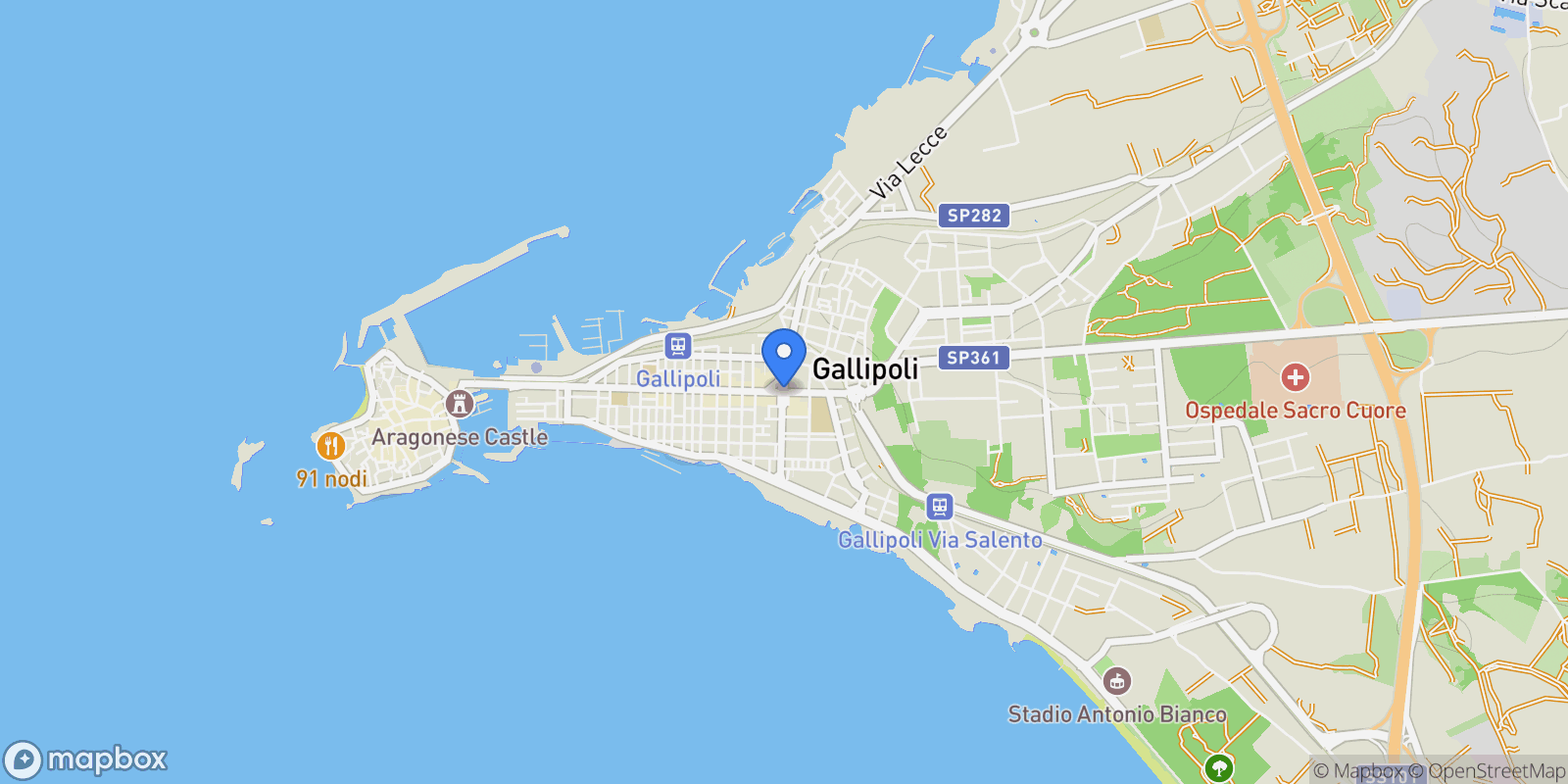 Map showing 73014 Gallipoli, Province of Lecce, Italy, Gallipoli, Apulia, Italy.
