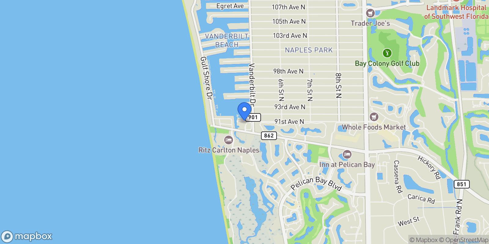Map showing 410 Flagship Drive 501, Naples, Florida, United States.