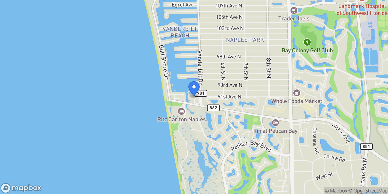 Map showing 410 Flagship Drive 906, Naples, Florida, United States.