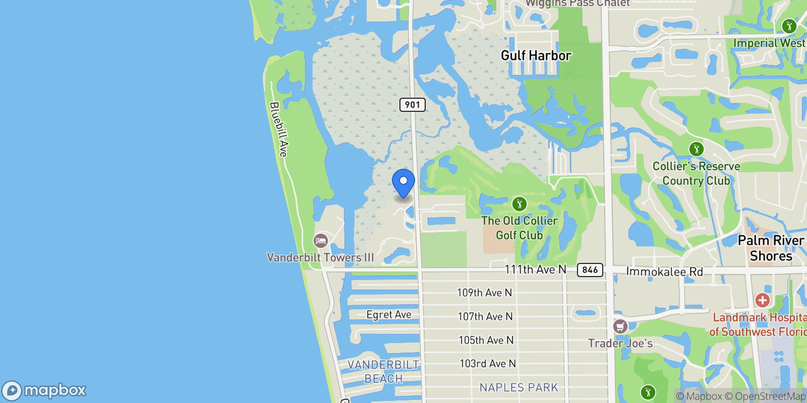 Map showing 275 Indies Way 706, Bonita Springs, Florida, United States.
