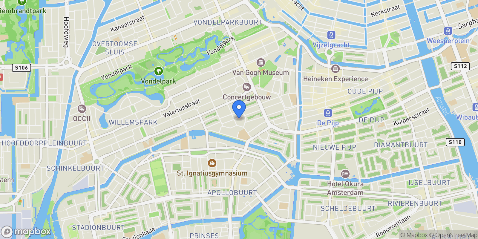 Map showing Frans van Mierisstraat 131, 1071 RR Amsterdam, Netherlands, Apollobuurt, North Holland, Netherlands.