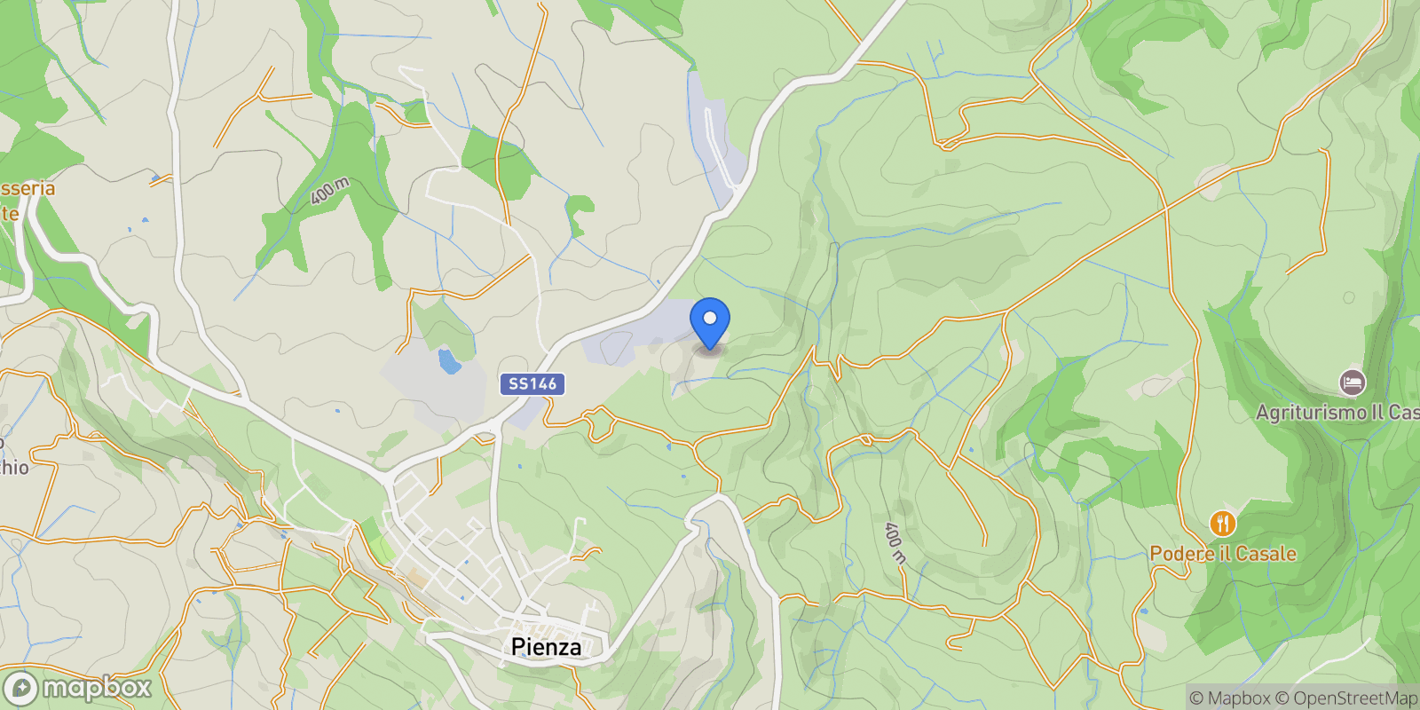 Map showing Pienza, Tuscany, Italy.
