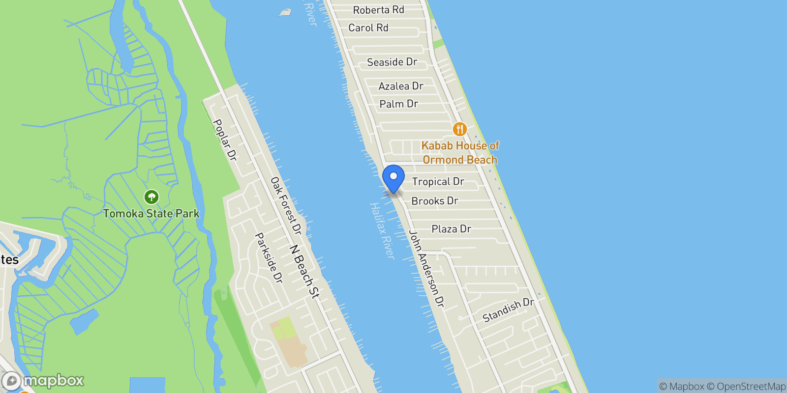 Map showing 1210 John Anderson Drive, Ormond Beach, Florida, United States.
