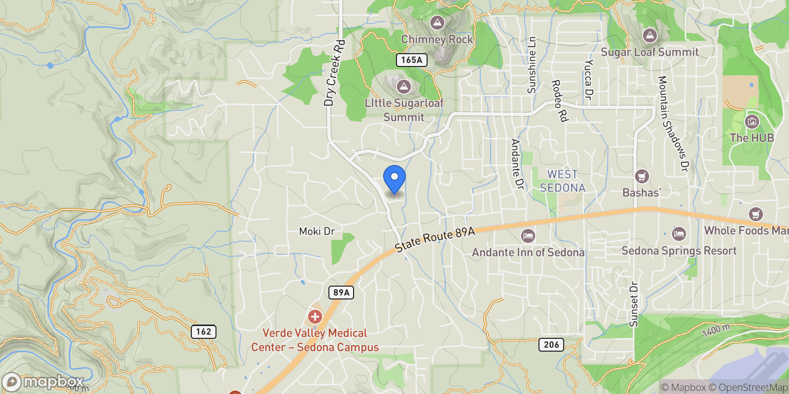 Map showing 115 GERONIMO Drive, Sedona, Arizona, United States.