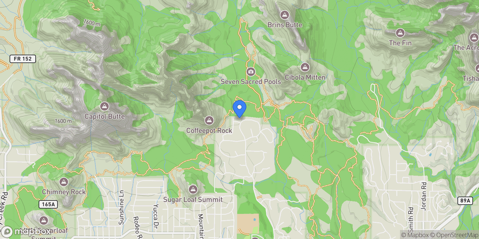 Map showing 345 RIM SHADOWS Drive, Sedona, Arizona, United States.