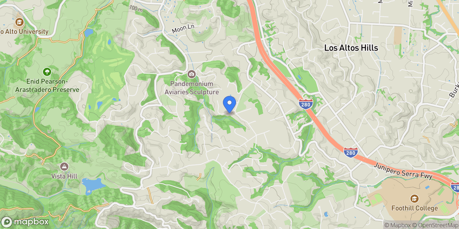Map showing 28025 Natoma Road, Los Altos Hills, California, United States.