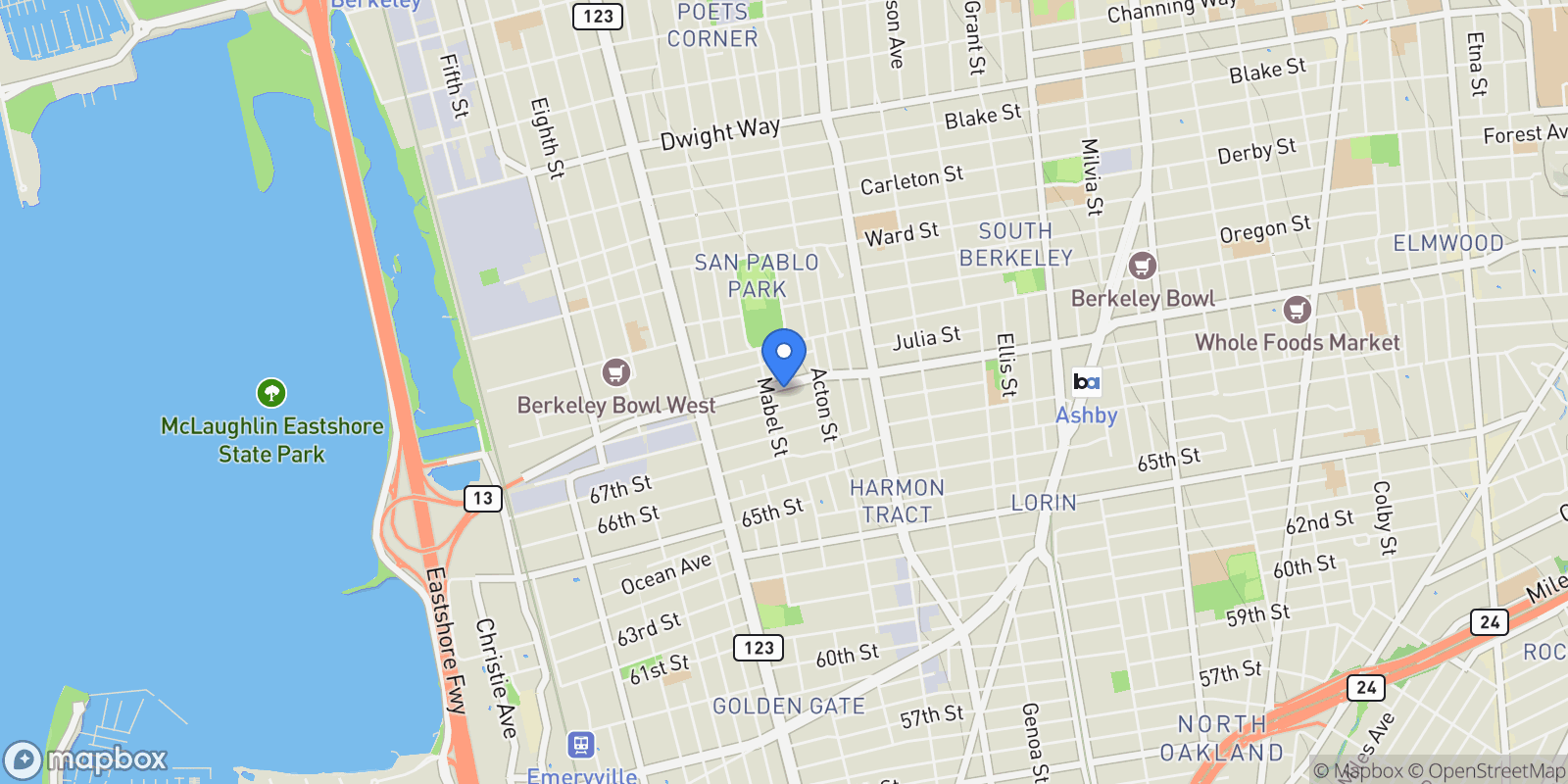 Map showing 1314 Ashby Ave, Berkeley, California, United States.
