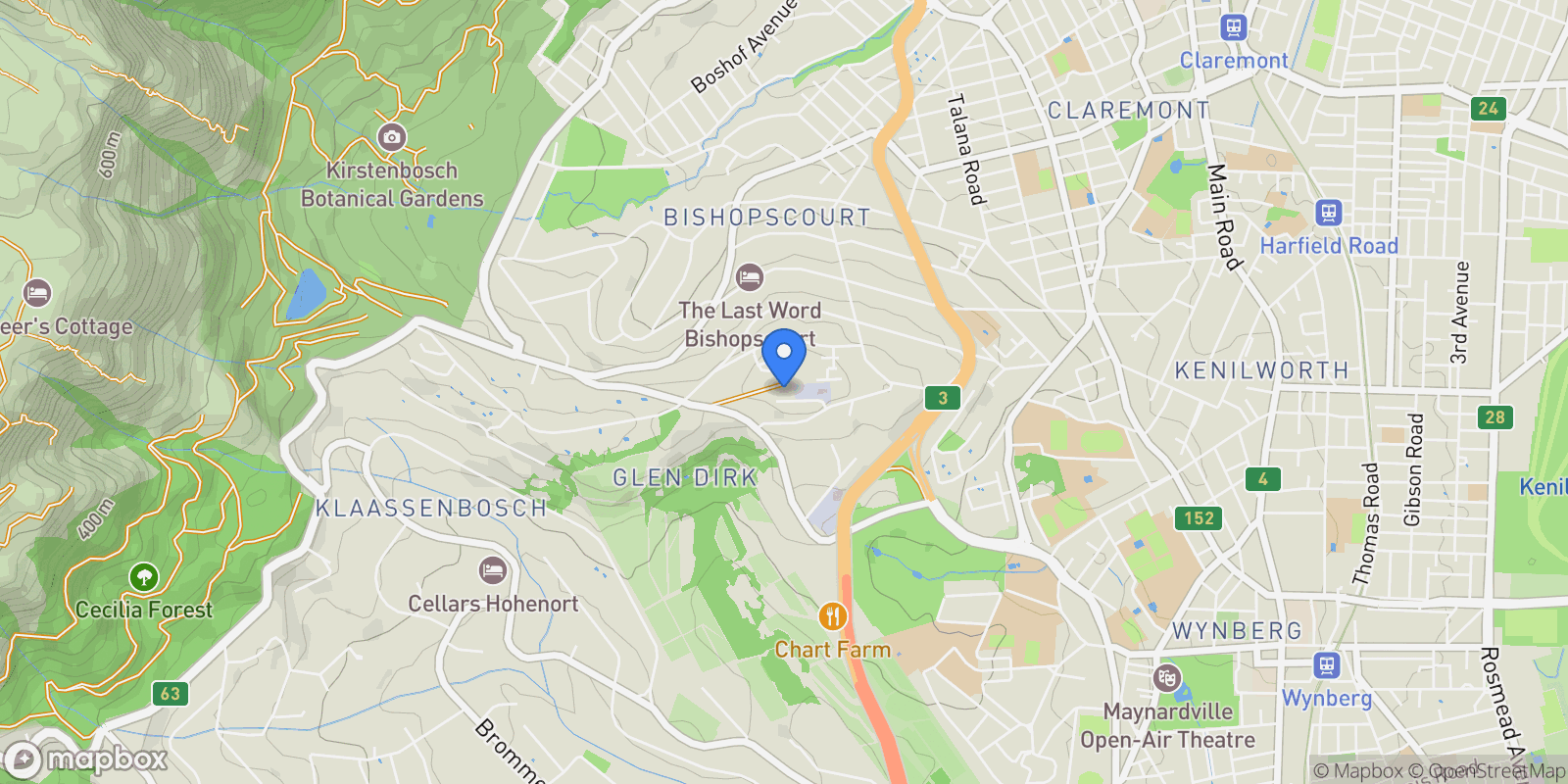 Map showing 3 Oosterzee Heights Bishopscourt, Cape Town, WC, Cape Town, Western Cape, South Africa.