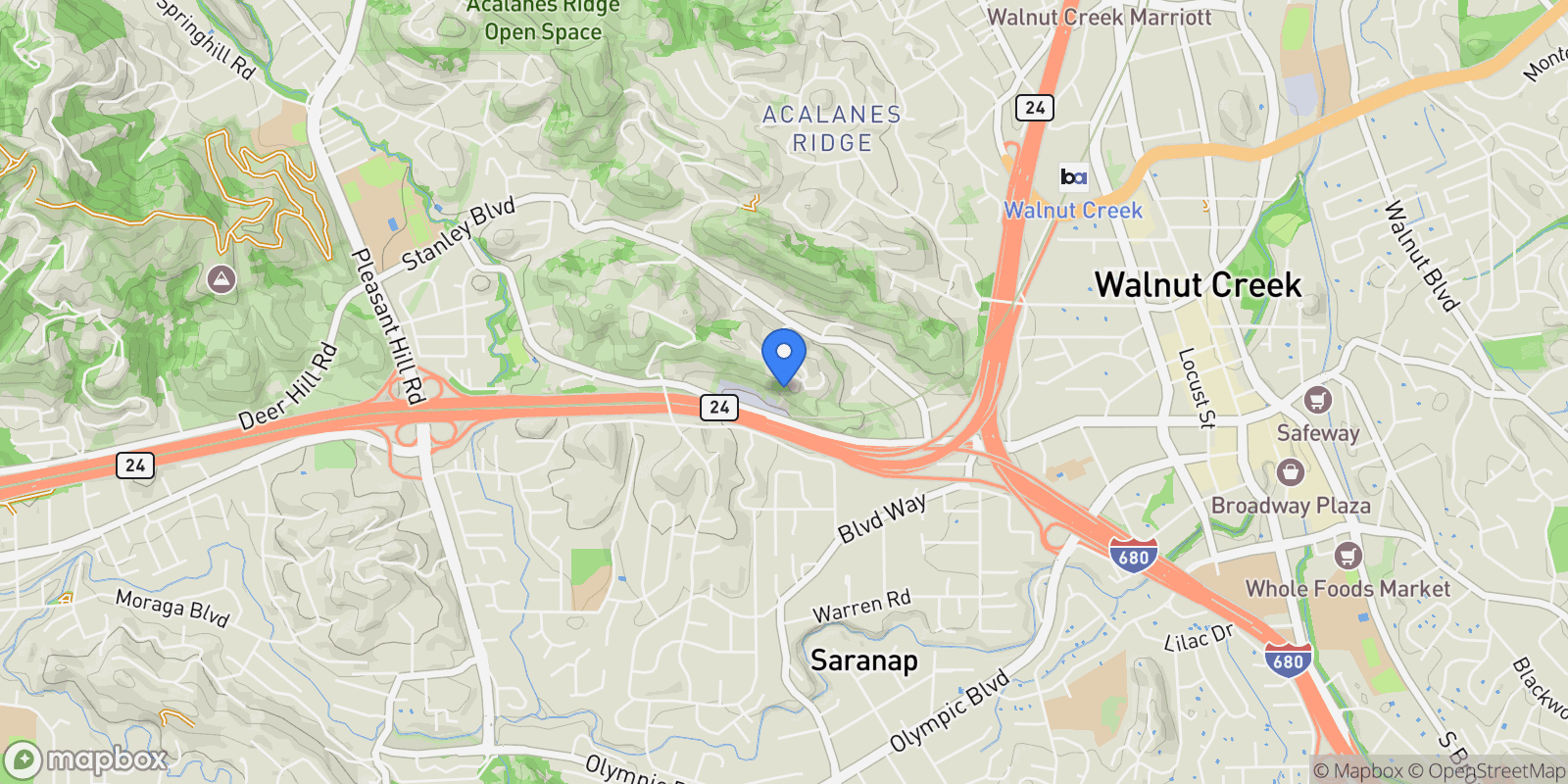 Map showing 105 Hillcroft, Walnut Creek, California, United States.