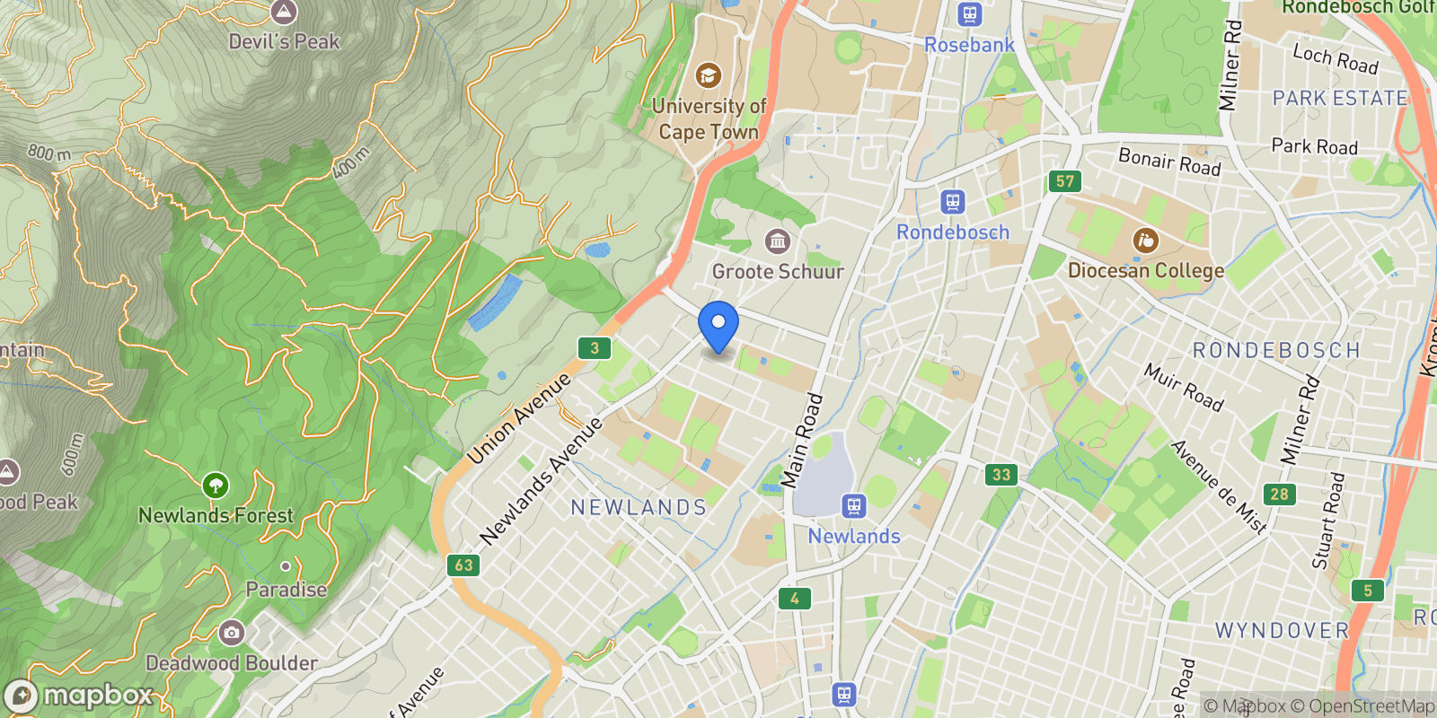 Map showing 18 Alfred Road Newlands, Cape Town, WC, Cape Town, Western Cape, South Africa.