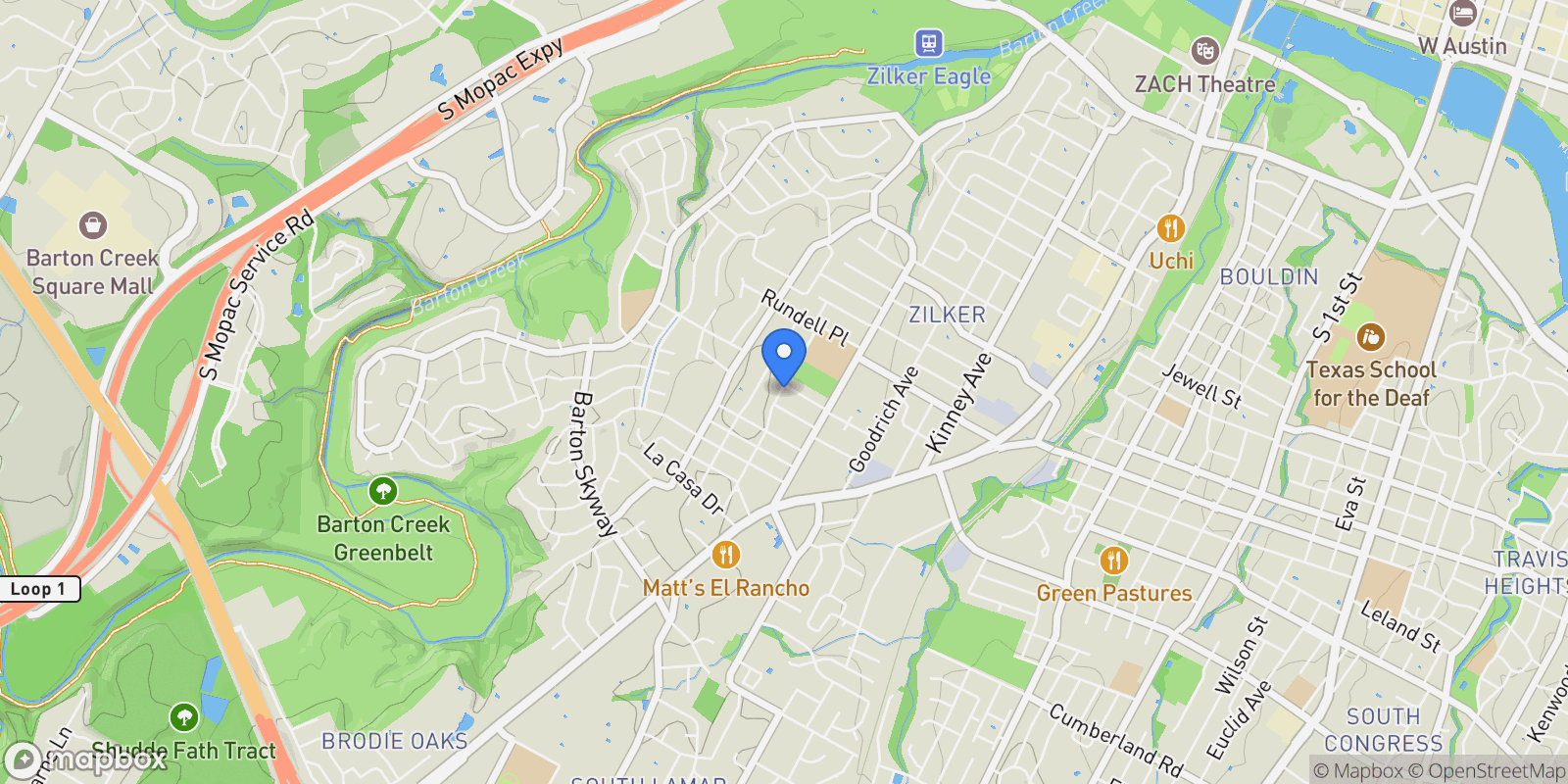 Map showing 2105 Ann Arbor Avenue, Austin, Texas, United States.
