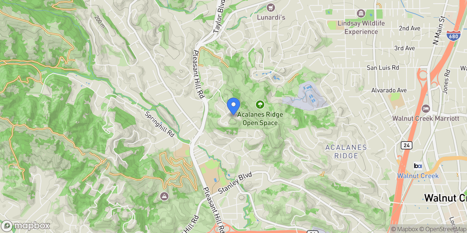 Map showing 1875 Lamplight Ct, Walnut Creek, California, United States.