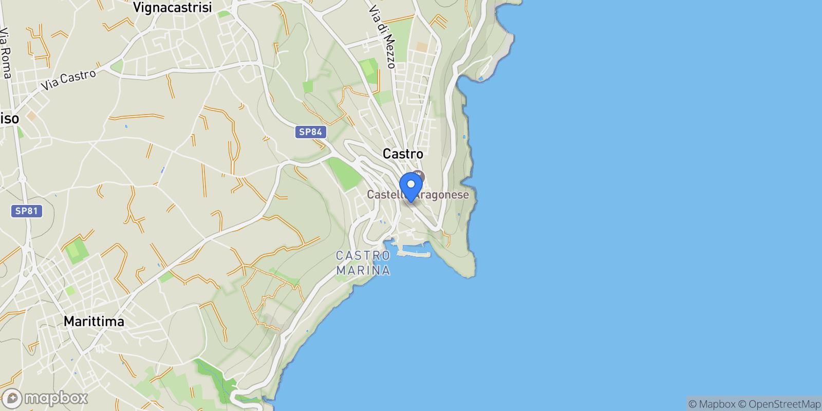 Map showing Castro Via Duca del Mare, Castro, Apulia, Italy.