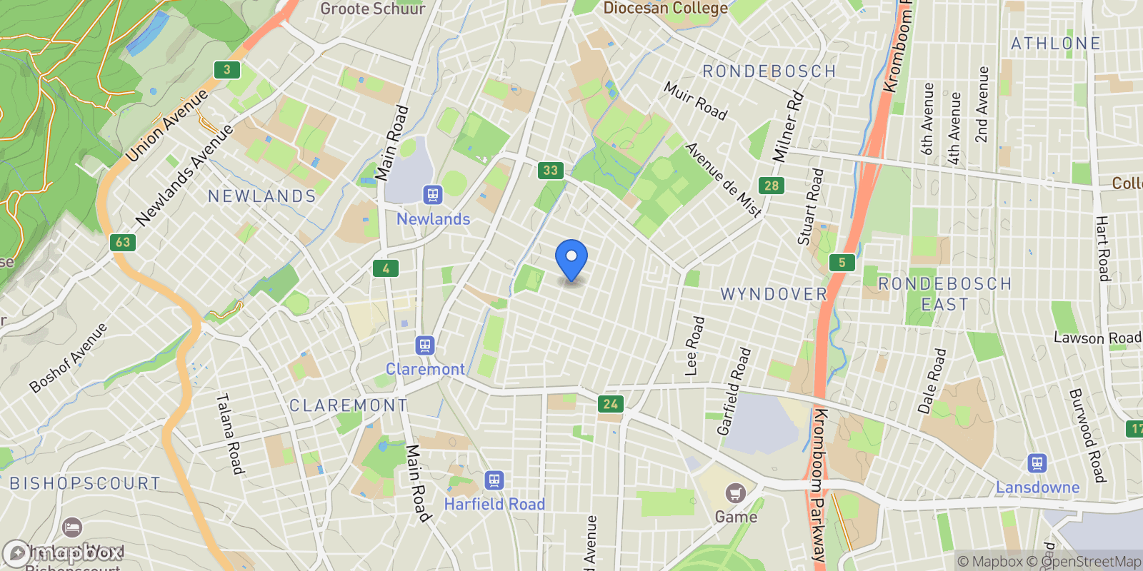 Map showing 28 St Andrews Road, Cape Town, WC, Cape Town, Western Cape, South Africa.
