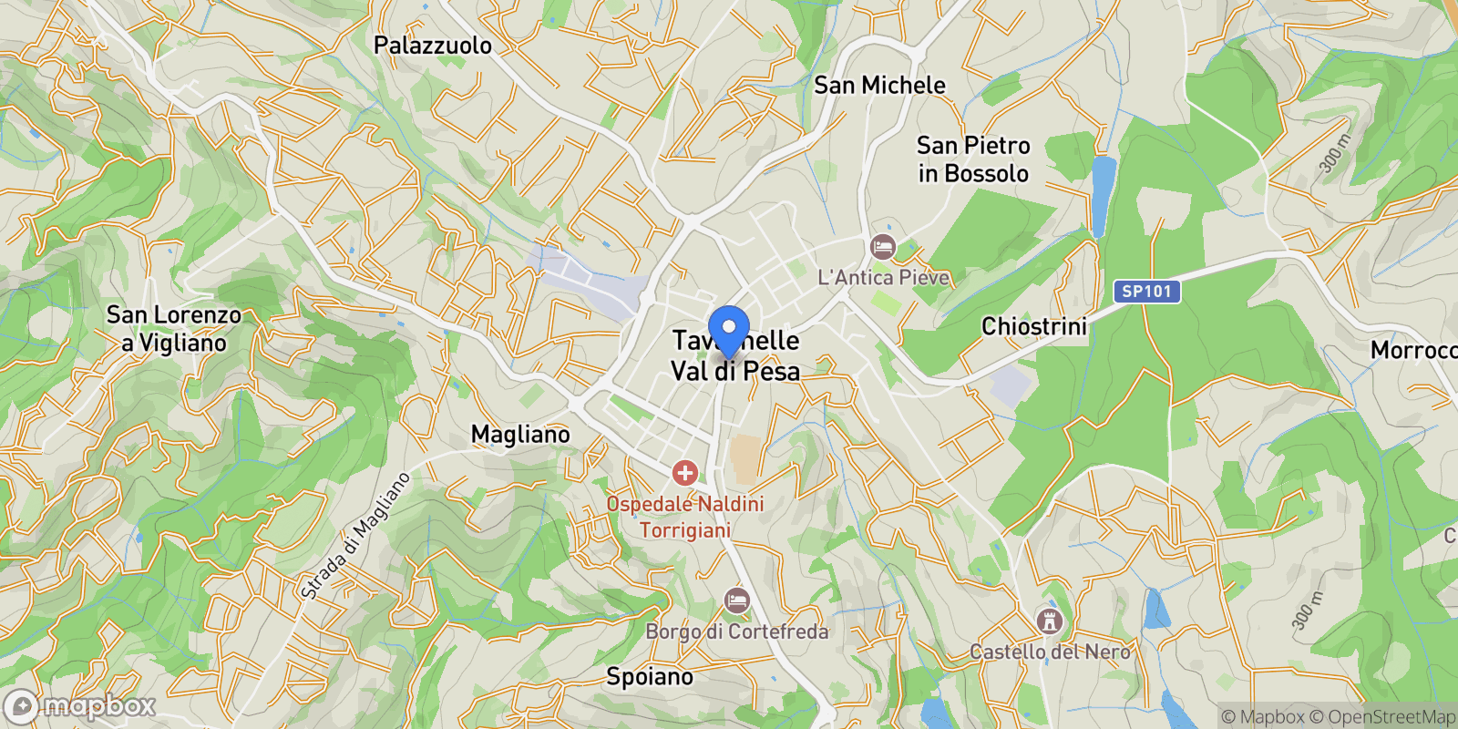 Map showing Tavarnelle Val di Pesa, Tuscany, Italy.