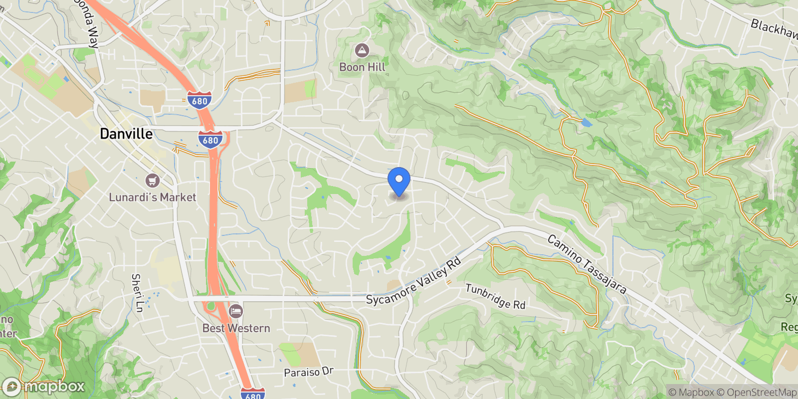 Map showing 441 SYCAMORE HILL DR, Danville, California, United States.
