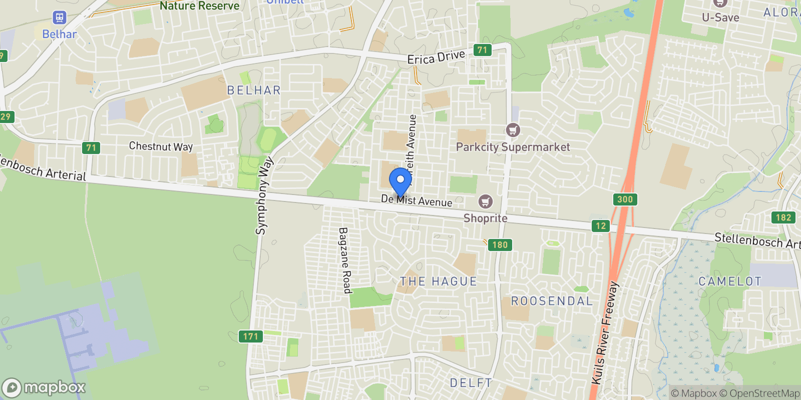 Map showing 38 Avenue De Mist Rondebosch , Cape Town, WC, Cape Town, Western Cape, South Africa.