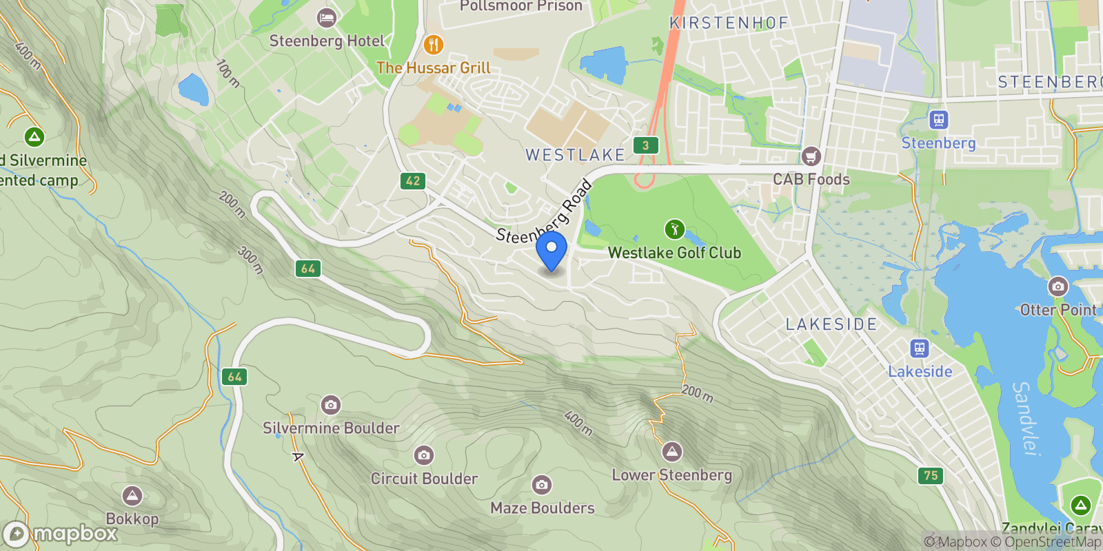 Map showing Stonehurst Mountain Estate, Cape Town, WC, Cape Town, Western Cape, South Africa.