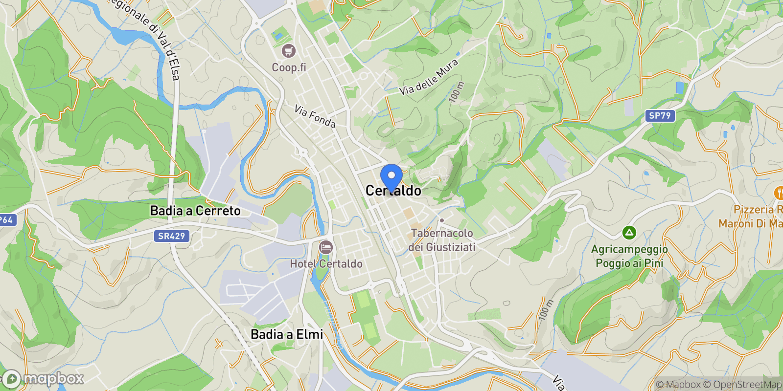 Map showing Certaldo, Tuscany, Italy.