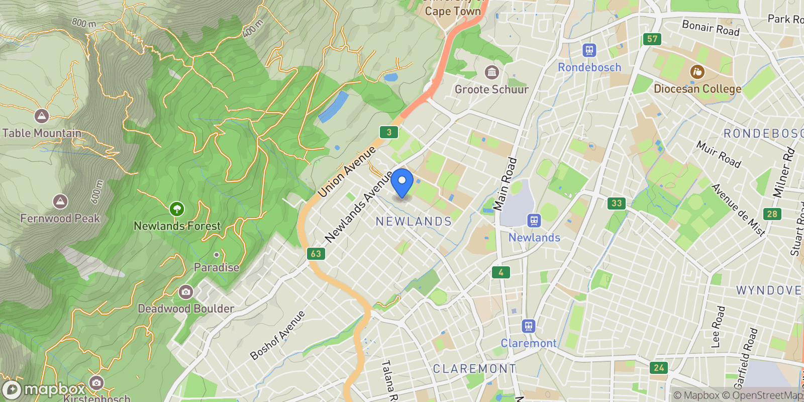 Map showing 18 Palmboom Road Newlands, City of Cape Town, WC, Cape Town, Western Cape, South Africa.