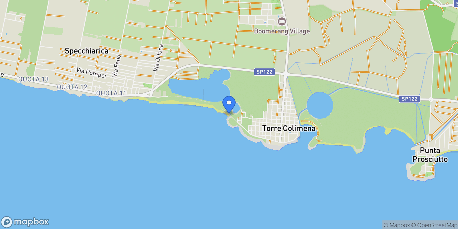 Map showing Manduria vuia delle aragoste, Torre Colimena, Apulia, Italy.