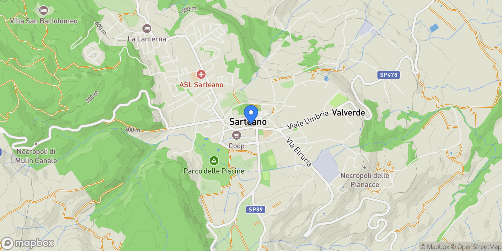 Map showing Sarteano, Tuscany, Italy.
