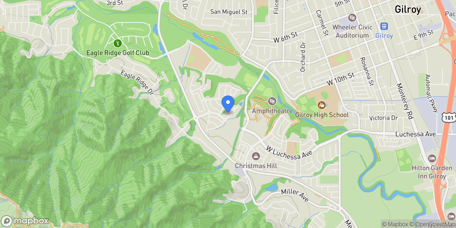 Map showing 7021 Vintner Court, Gilroy, California, United States.