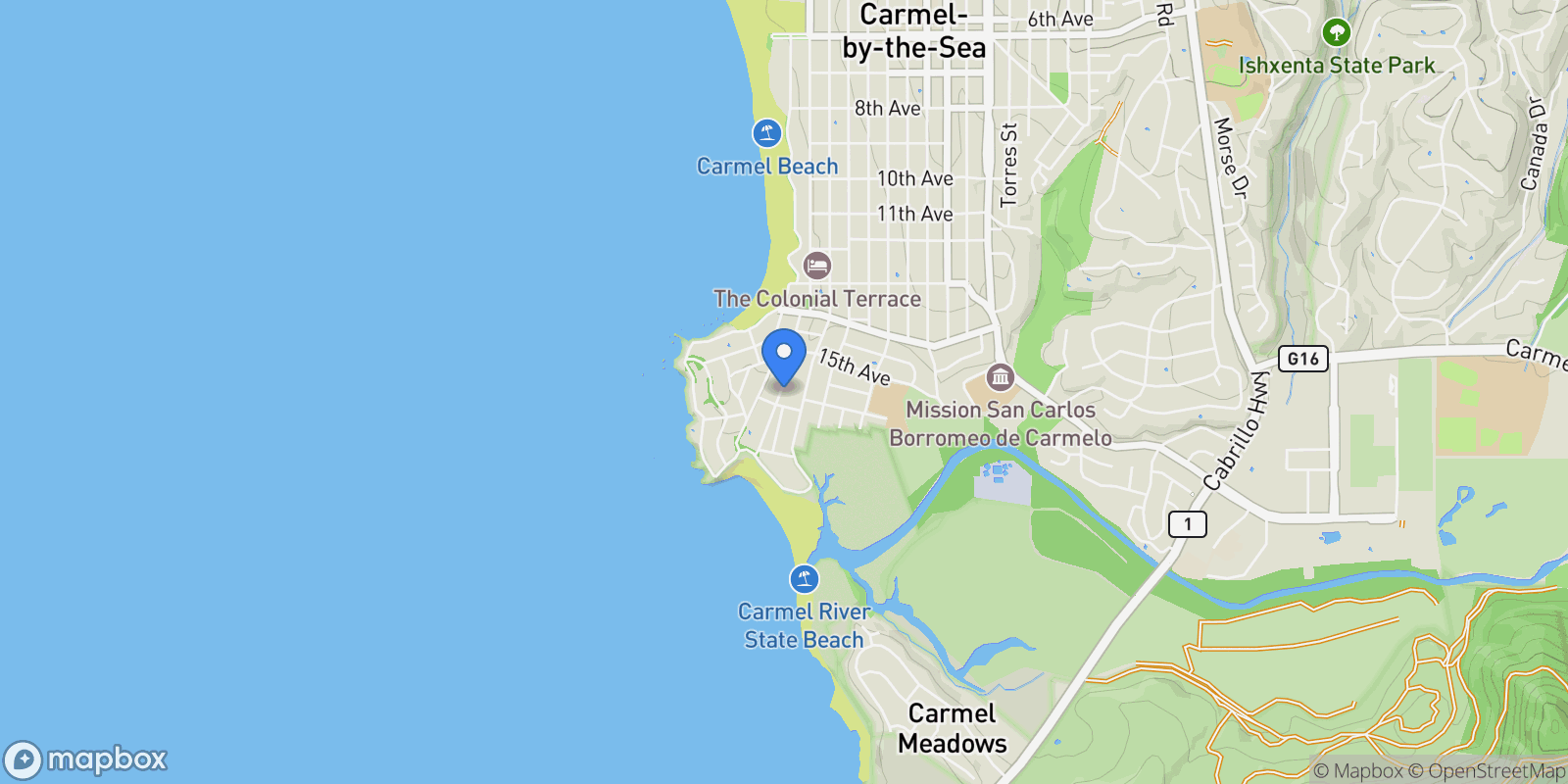 Map showing 26265 Valley View Avenue, Carmel-by-the-Sea, California, United States.