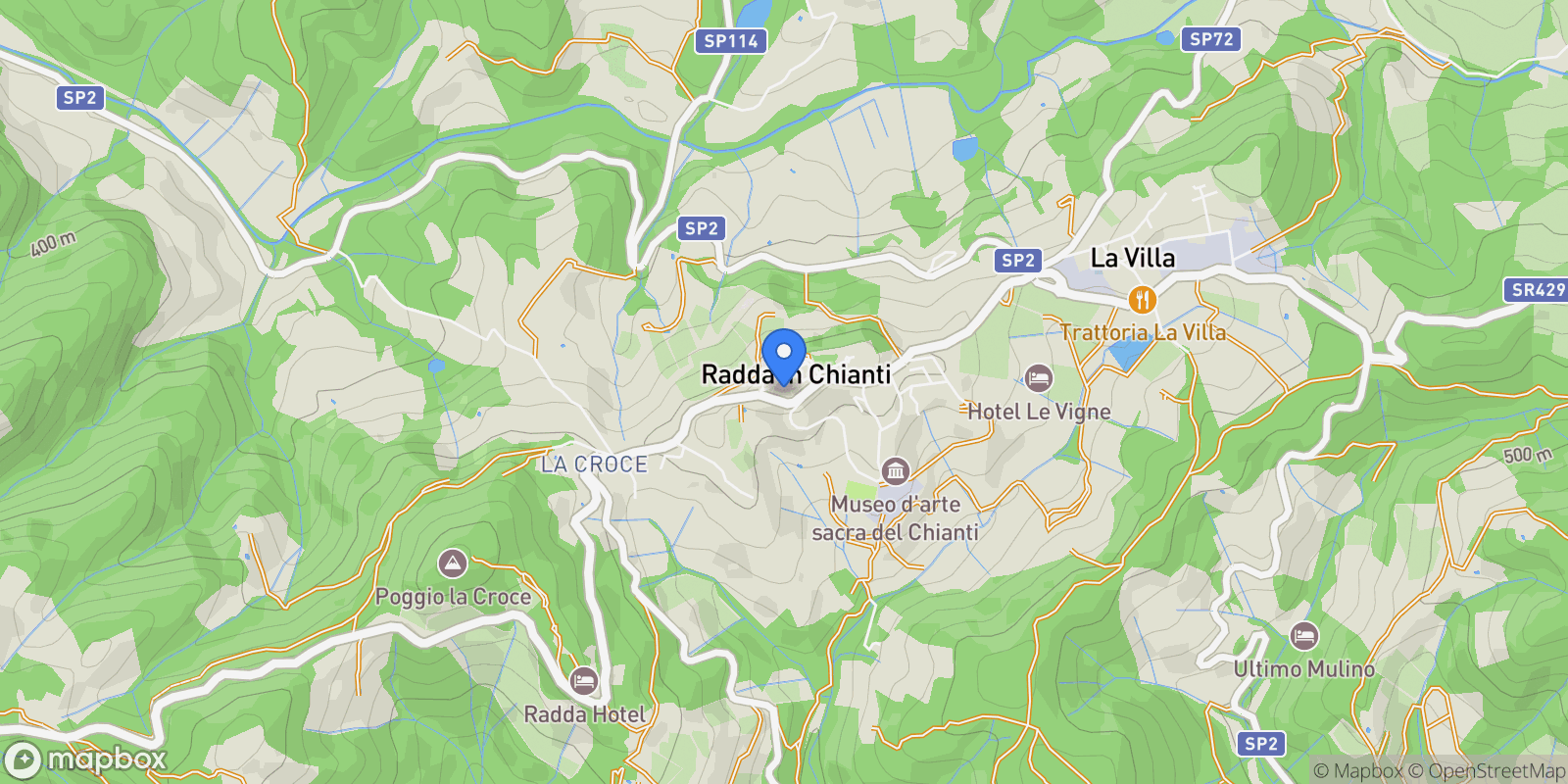 Map showing Radda in Chianti, Tuscany, Italy.