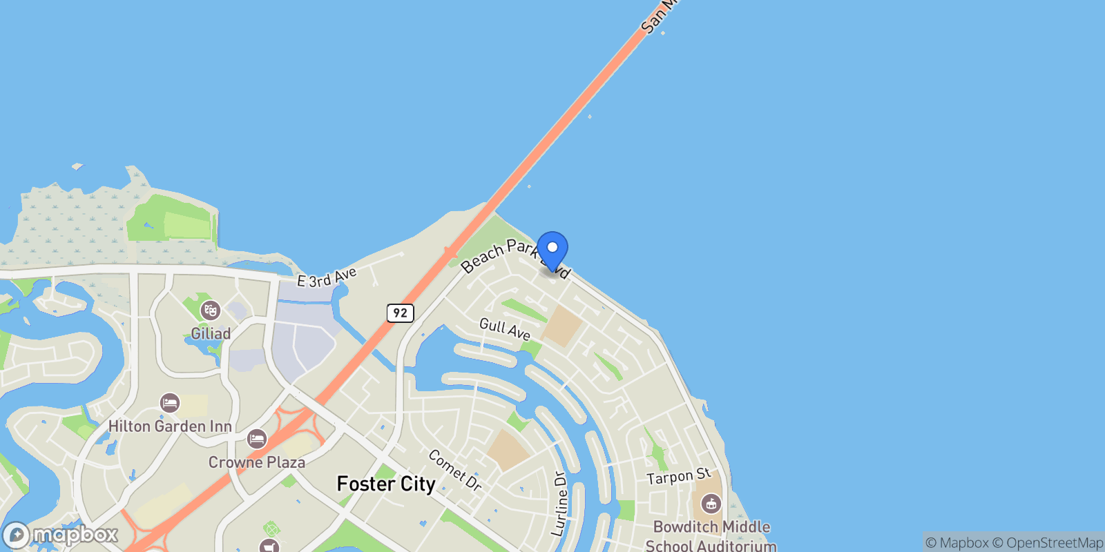 Map showing 275 Puffin Court, San Mateo, California, United States.